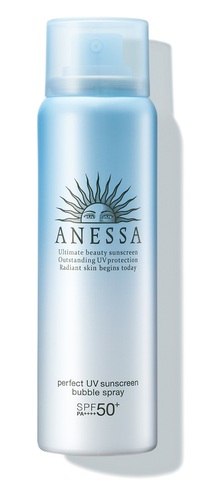 Солнцезащитный водостойкий освежающий спрей-пенка для тела Perfect UV Sunscreen Bubble Spray SPF 50+ PA++++ Линия Anessa 